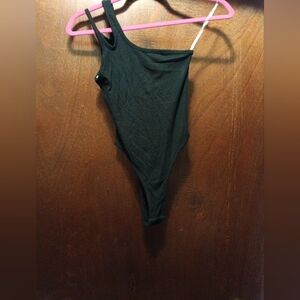 Bozzolo Asymmetrical Single Shoulder Strap Thong Ribbed Bodysuit Size Small NWOT